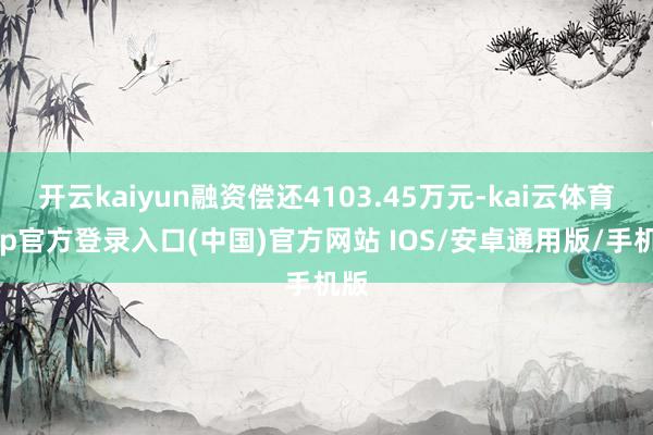 开云kaiyun融资偿还4103.45万元-kai云体育app官方登录入口(中国)官方网站 IOS/安卓通用版/手机版